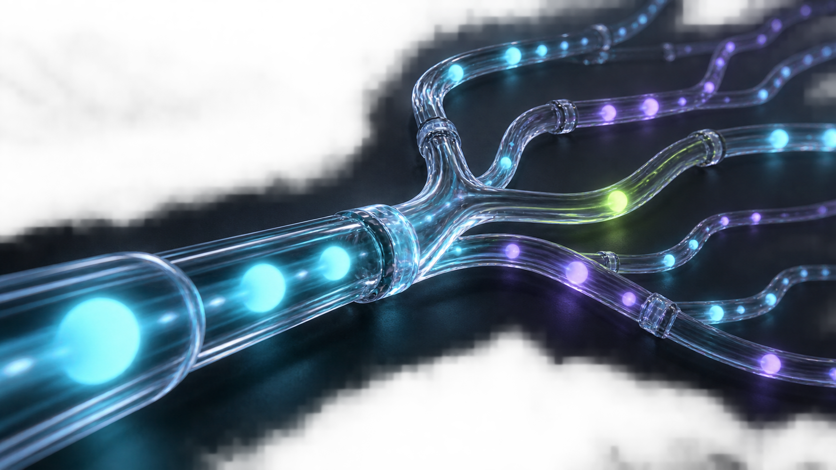 Canaux translucides transportant des signaux lumineux