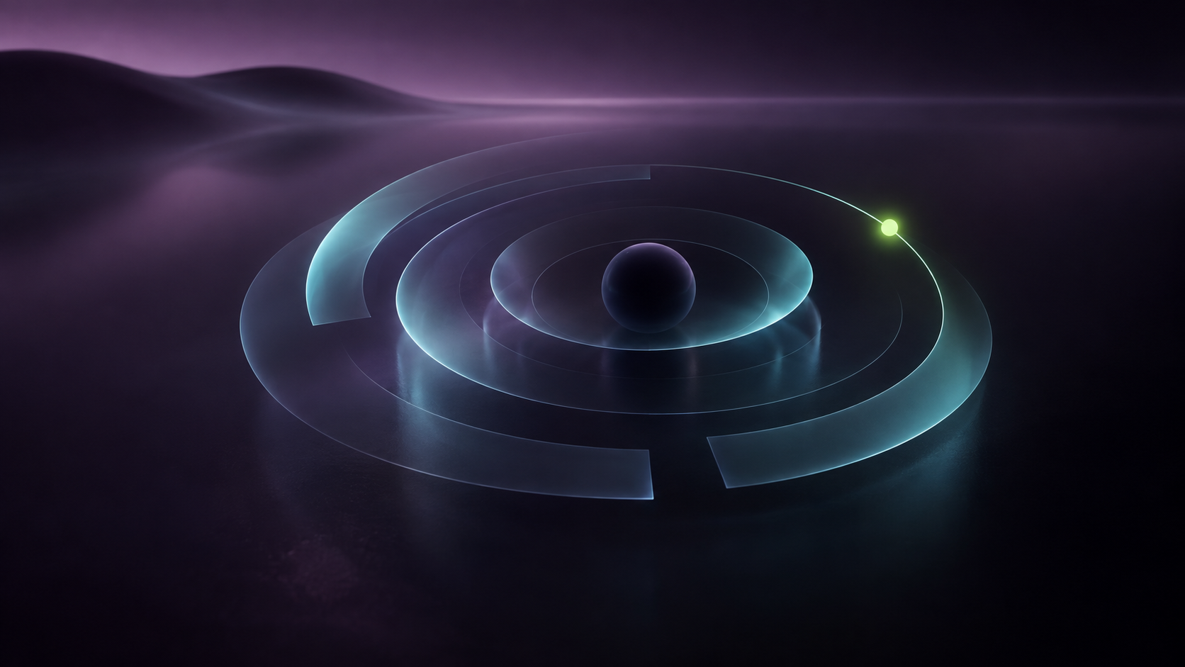 Instrument abstrait formé d'arcs concentriques et d'un signal vert